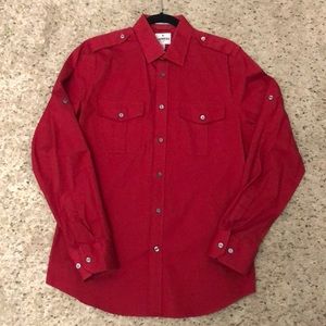 Men M Express MK2 Fitted Aviator Red Button Shirt